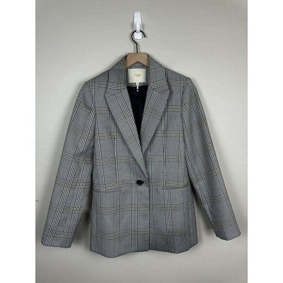 MAJE Blazer Vicar Checked Jacquard Blazer Jacket Medium - Picture 4 of 13